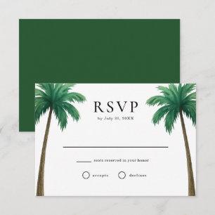 Tropical Island Palm Trees Minimal Beach Wedding RSVP Card