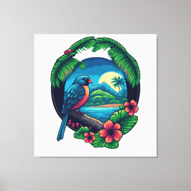 Tropical Island Palms Beach Travel Retro Canvas (Front)