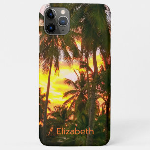 Tropical Island Palms Sunset Abstract Monogrammed Case-Mate iPhone Case