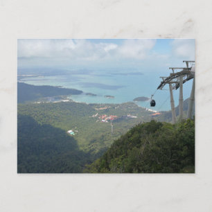 Tropical Island Panorama with Cable Car Holiday Postcard