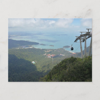 Tropical Island Panorama with Cable Car Postcard