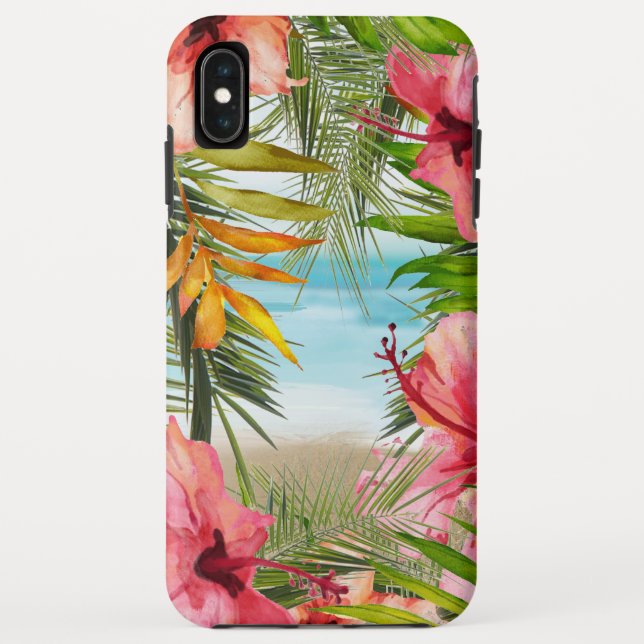 Tropical Island Paradise Hibiscus Flowers Case-Mate iPhone Case (Back)