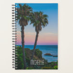Tropical Island Paradise Sunset Personalised Name Planner<br><div class="desc">This design features a tropical island with palm trees and a calm sea with the sun setting and a editable personalised name written in popular modern typography. Personalise by editing the text in the text box or delete for no text.
#tropical #sunset #beach #ocean #personalised #planner #gift</div>