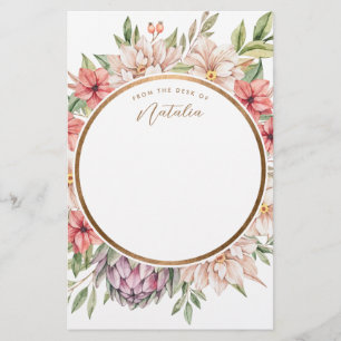 Tropical Island Pastel Floral Personalised Stationery