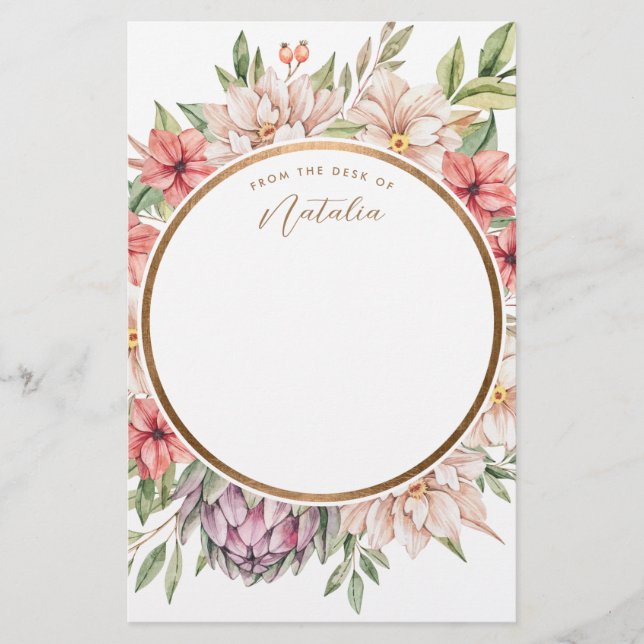 Tropical Island Pastel Floral Stationery (Front)
