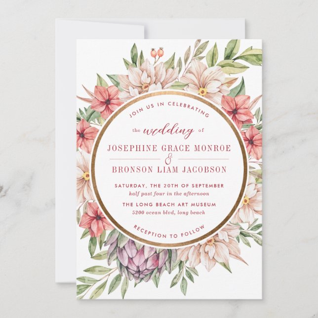 Tropical Island Pastel Floral Wedding Invitation (Front)