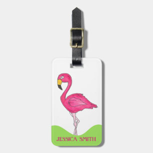 Tropical Island Pink Flamingo Bird Personalised Luggage Tag