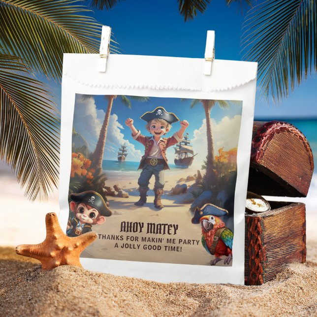 Tropical Island Pirate Boy Birthday Party Favour Bags (Creator Uploaded)