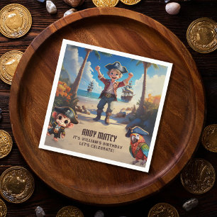 Tropical Island Pirate Boy Birthday Party Napkin