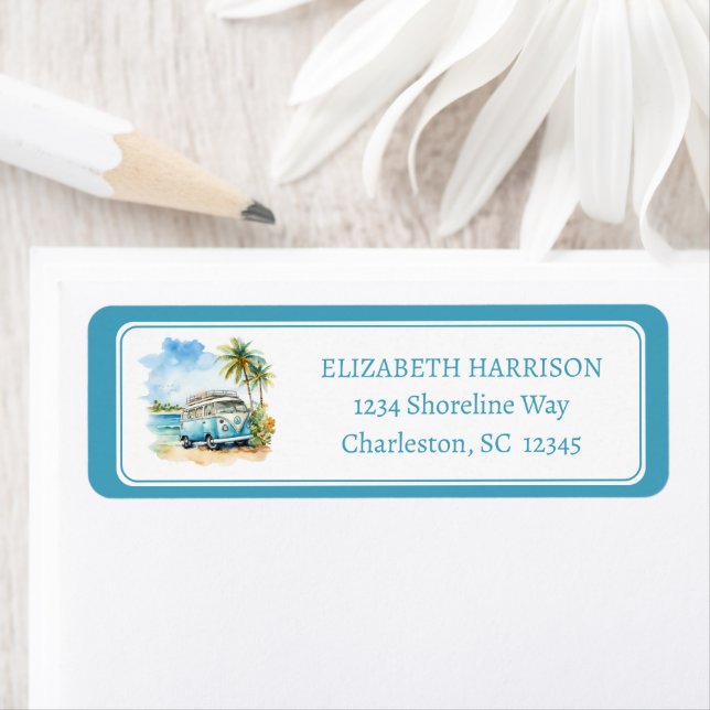 Tropical Island Retro Blue Bus  (Insitu)