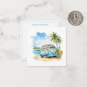 Tropical Island Retro Blue Bus  Card