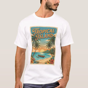 tropical island retro style summer holiday T-Shirt