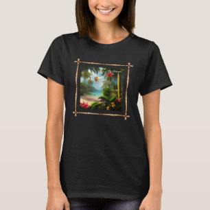 TROPICAL ISLAND SCENERY OCEAN BEACH ART TROPIC FLO T-Shirt