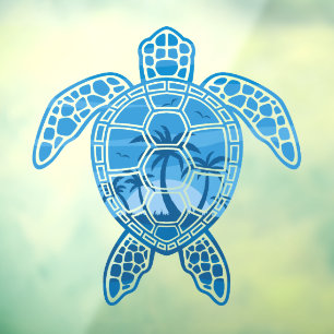 Tropical Island Sea Turtle Design in Blue