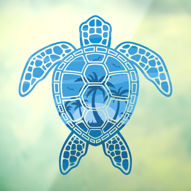 Tropical Island Sea Turtle Design in Blue (Sheet 3)
