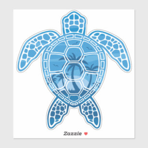 Tropical Island Sea Turtle Design in Blue