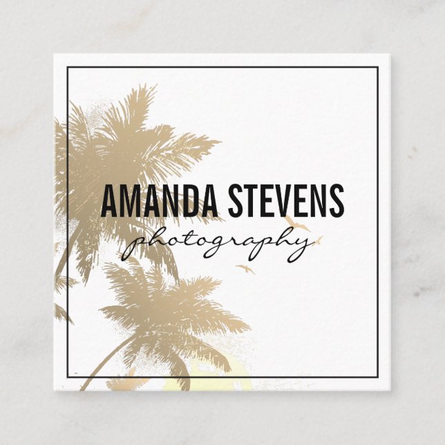 Tropical Island Square Business Card (Front)