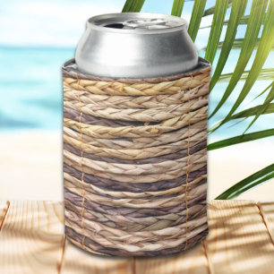tropical island style beach rustic woven wicker can cooler
