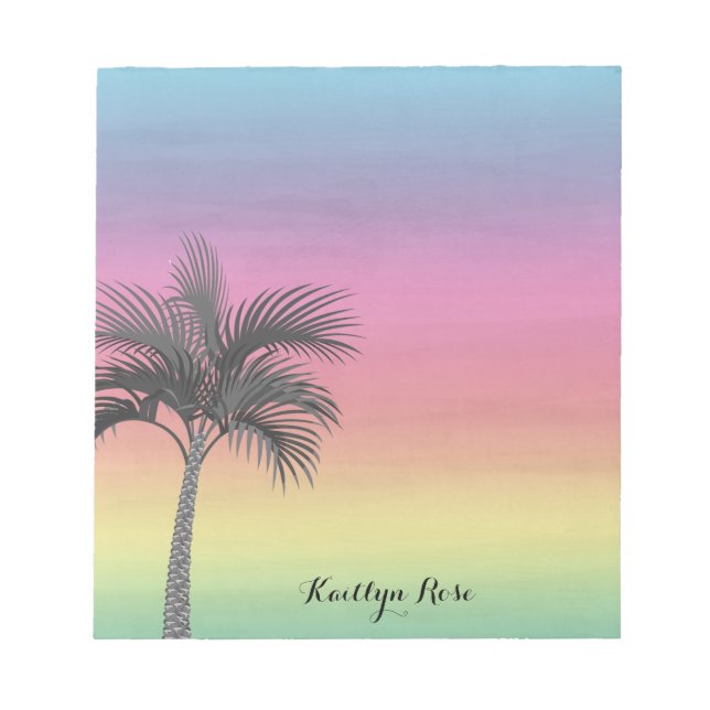 Tropical Island Sunset | Personalised Palm Tree Notepad (Front)