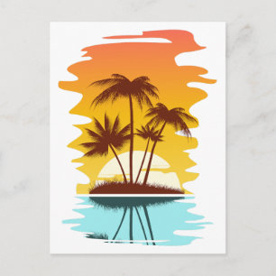 Tropical Island Sunset Postcard
