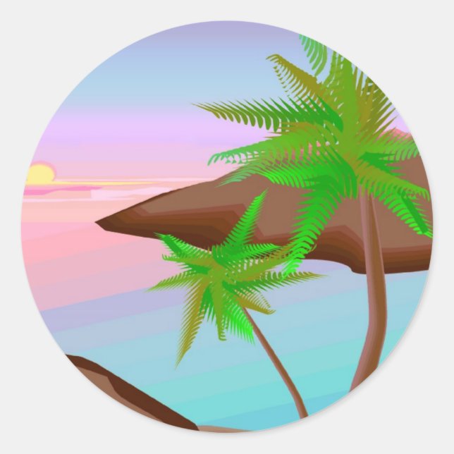 Tropical Island Sunset Sticker (Front)