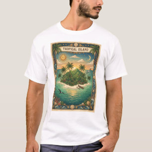 tropical island tarot card style design summer hol T-Shirt