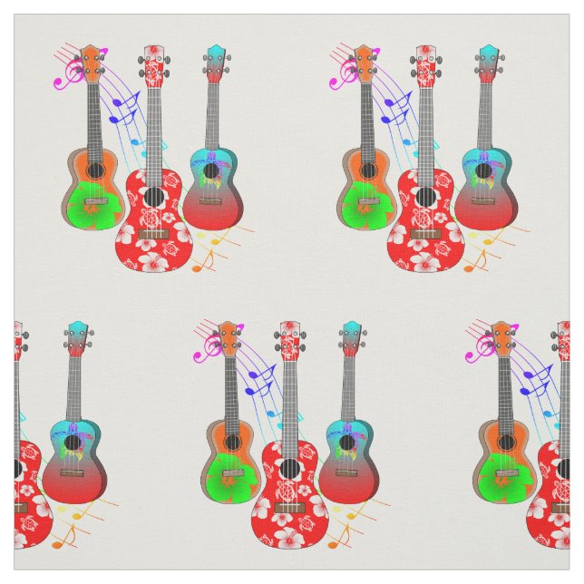 Tropical Island Ukulele Player Music Fabric (Swatch)