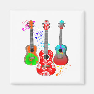 Tropical Island Ukulele Player Music Magnet