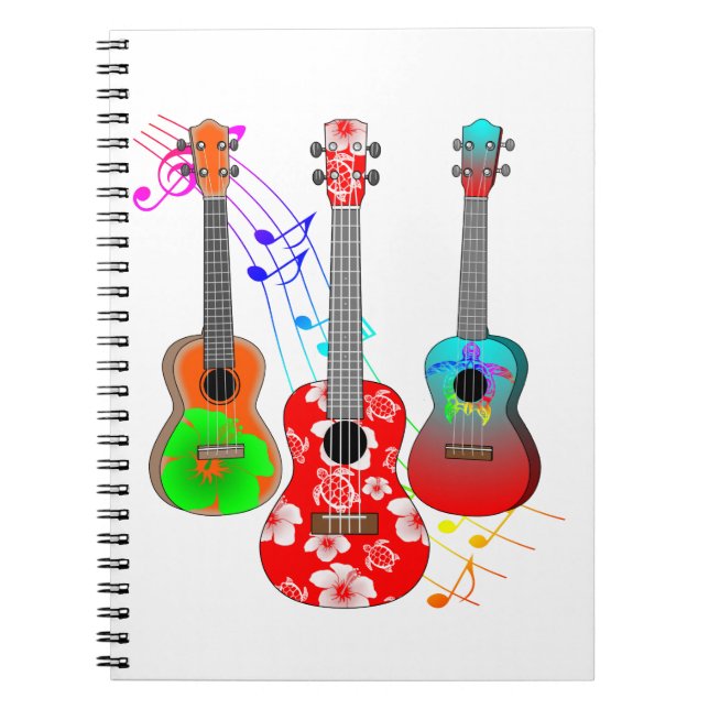 Tropical Island Ukulele Player Music Notebook (Front)