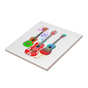 Tropical Island Ukulele Player Music Tile