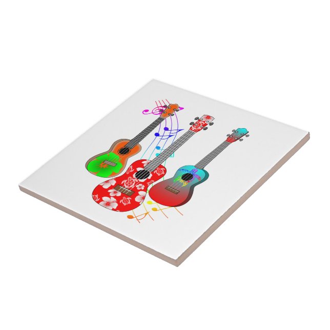 Tropical Island Ukulele Player Music Tile (Side)