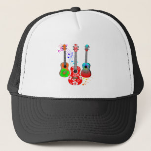Tropical Island Ukulele Player Music Trucker Hat