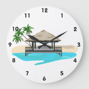 Tropical Island Welcome Dock Large Clock
