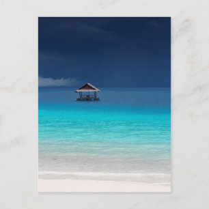 Tropical island white sand beach in paradise postcard