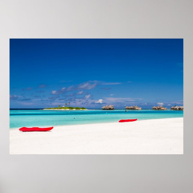 Tropical Island With Sandy Beach With Palm Trees Poster (Front)