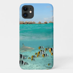 Tropical island with shark and fishes Case-Mate iPhone case
