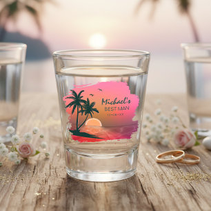 Tropical Isle Best Man or Groomsman Pink ID581 Shot Glass