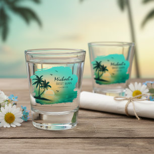 Tropical Isle Best Man or Groomsman Teal ID581 Shot Glass