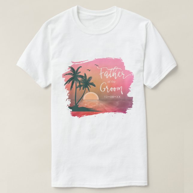 Tropical Isle Father of the Groom Pink ID581 T-Shirt (Design Front)