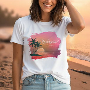 Tropical Isle Sunrise Bridesmaid Pink ID581 T-Shirt