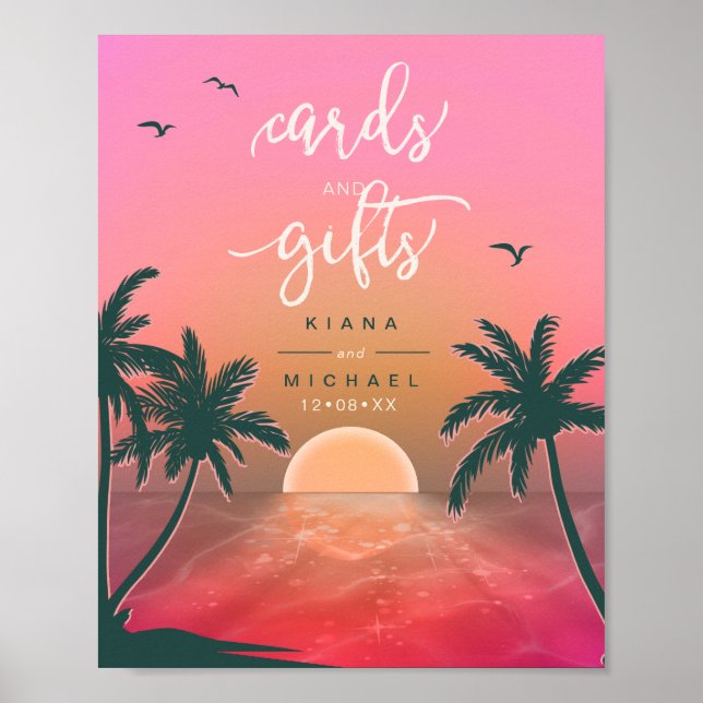 Tropical Isle Sunrise Cards and Gifts Pink ID581 Poster (Front)