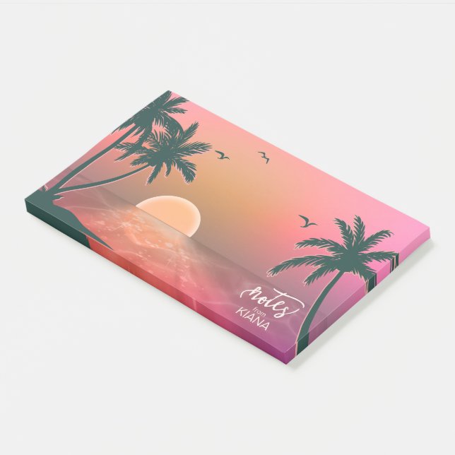 Tropical Isle Sunrise Pink ID581 Post-it Notes (Angled)
