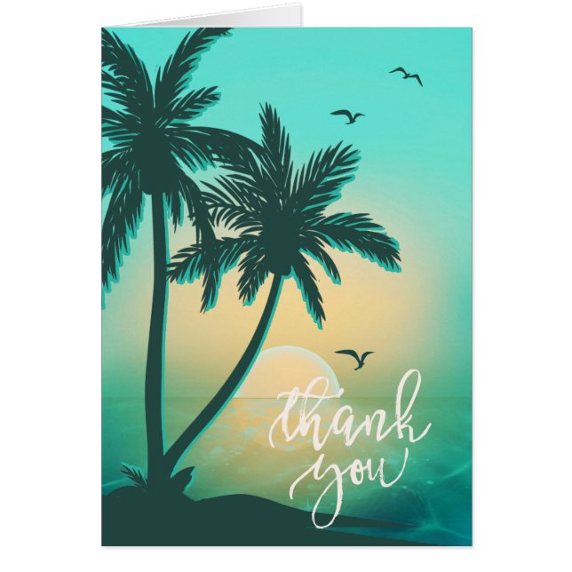 Tropical Isle Sunrise Thank You Teal ID581 (Front)