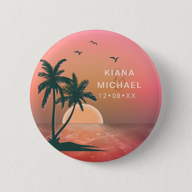 Tropical Isle Sunrise Wedding Pink ID581 6 Cm Round Badge (Front)