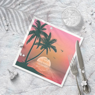 Tropical Isle Sunrise Wedding Pink ID581 Napkin