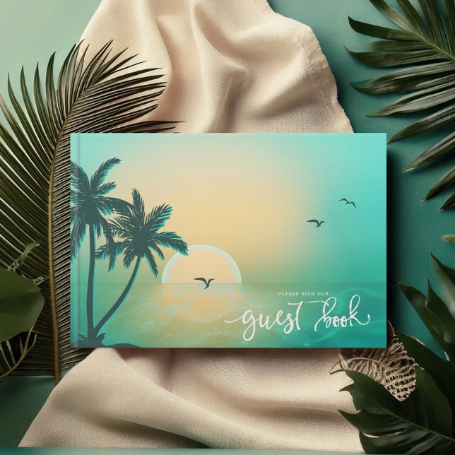 Tropical Isle Sunrise Wedding Teal ID581 Guest Book (Creator Uploaded)