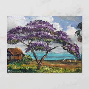 Tropical Jacaranda Tree Art Postcard