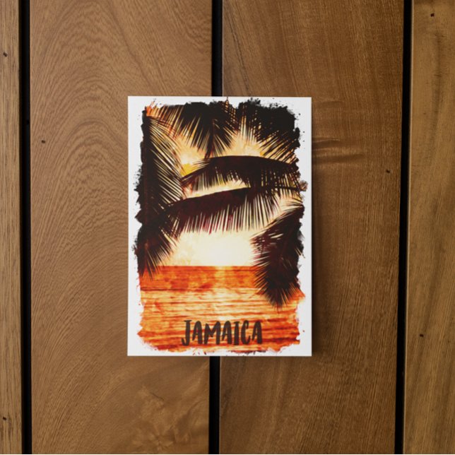 Tropical Jamaica Sunset Caribbean Island  Postcard (jamaica sunset travel postcard)