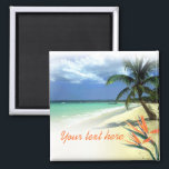 Tropical Jamaican Hawaiian Wedding Favour Keepsake Magnet<br><div class="desc">This tropical wedding magnet is easy to customise with your own text and font preferences. Matching customisable save the date announcements, invitations, postcards, RSVP cards and stickers are also available for this design. If you need help, have questions or would like other coordinated products to match this magnet, contact me:...</div>