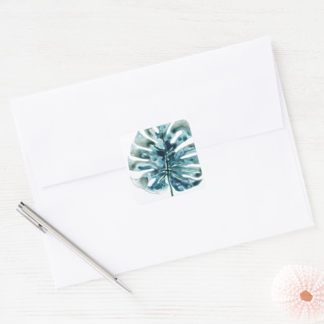 Tropical Jewel Palm Square Sticker (Envelope)